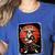 Boston Terrier Samurai Ninja Vintage Anime Japanese Ukiyo-e Women's Heather T-Shirt Heather True Royal