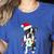 Boston Terrier Santa Christmas Lights Xmas Dog Lover Men Women Kids Women's Heather T-Shirt Heather True Royal