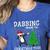 Boston Terrier Santa Hat Dabbing Around The Christmas Tree Women's Heather T-Shirt Heather True Royal