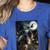 Boston Terrier Selfie Full Moon Flying Witch Halloween Dog Women's Heather T-Shirt Heather True Royal