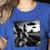 Boston Terrier Graphic Selfie With UFOs Weird Aliens Women's Heather T-Shirt Heather True Royal