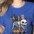 Boston Terrier Skeleton Mummy Witch Halloween Women's Heather T-Shirt Heather True Royal