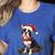 Cute Boston Terrier Dog Christmas Merry X-Mas Graphic Women's Heather T-Shirt Heather True Royal