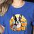 Cute Boston Terrier Spring Flower Garden Colorful Puppy Dog Women's Heather T-Shirt Heather True Royal