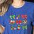 Cute Coquette Pencil Bow Christmas School Teacher Student Women's Heather T-Shirt Heather True Royal