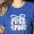 First Grade Coquette Bow Girls Teacher Team 1st Grade Squad Women's Heather T-Shirt Heather True Royal
