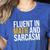 Fluent In Math And Sarcasm Teacher Women's Heather T-Shirt Heather True Royal Fluent In Math And Sarcasm Teacher Women's Heather T-Shirt Heather True Royal