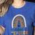 Future Teacher Boho Rainbow Leopard New Grad Student Women's Heather T-Shirt Heather True Royal Future Teacher Boho Rainbow Leopard New Grad Student Women's Heather T-Shirt Heather True Royal