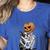 Halloween Skeleton Boston Terrier Women's Heather T-Shirt Heather True Royal