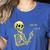 Halloween Teacher Six Seven 6 7 Skeleton Spooky Costume Women's Heather T-Shirt Heather True Royal