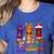 Happy Hallothanksmas Halloween Thanksgiving Pencils Teachers Women's Heather T-Shirt Heather True Royal