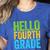 Hello Fourth Grade Shirt 4th Grade Boy Girl Student Teacher Women's Heather T-Shirt Heather True Royal