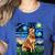 Red Heeler Starry Night Cattle Dog Colorful Art By Aja For Men Women Girls Kids Women's Heather T-Shirt Heather True Royal
