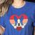 Retro Heart Boston Terrier Dog Vintage Valentine Women's Heather T-Shirt Heather True Royal