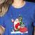 Santa Ugly Christmas Tree Lights Boston Terrier Dog Lover Women's Heather T-Shirt Heather True Royal