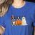 Spooky Ghost Boston Terrier Pumpkin Halloween Dog Lover Women's Heather T-Shirt Heather True Royal