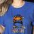 STEM Teacher Messy Bun Fall Vibes Autumn Thanksgiving Men Women Women's Heather T-Shirt Heather True Royal