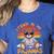 I Teach In My Pajamas Teacher Sunset Bear Retro Women's Heather T-Shirt Heather True Royal