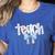 Teach Teacher Coquette Bow Pencil Back To School First Day Women's Heather T-Shirt Heather True Royal Teach Teacher Coquette Bow Pencil Back To School First Day Women's Heather T-Shirt Heather True Royal