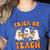 Teacher Halloween Trick Or Teach Retro Groovy Floral Ghost Women's Heather T-Shirt Heather True Royal Teacher Halloween Trick Or Teach Retro Groovy Floral Ghost Women's Heather T-Shirt Heather True Royal