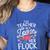 This Teacher Loves Her Flock Flamingo Teacher Class Women's Heather T-Shirt Heather True Royal