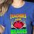 Teacher Teachers Love Brains Skeleton Hand Heart Halloween Women's Heather T-Shirt Heather True Royal