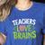 Teachers Love Brains Halloween Teacher Zombie Women's Heather T-Shirt Heather True Royal