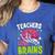 Teachers Love Brains Skeleton Halloween Teacher Funny Women's Heather T-Shirt Heather True Royal Teachers Love Brains Skeleton Halloween Teacher Funny Women's Heather T-Shirt Heather True Royal