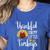 Teachers Thanksgiving Thankful For My Little Turkeys Women's Heather T-Shirt Heather True Royal Teachers Thanksgiving Thankful For My Little Turkeys Women's Heather T-Shirt Heather True Royal