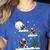 Xmas Lighting Tree Santa Riding Boston Terrier Christmas Women's Heather T-Shirt Heather True Royal