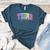 Back To School Neon Checkered Third Grade Colorful Teacher Women's Heather T-Shirt Heather Deep Teal
