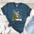 Boston Terrier Christmas Tree Lights Santa Hat Women's Heather T-Shirt Heather Deep Teal