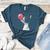 Boston Terrier Dog Blowing Chewing Bubble Gum Pink Women's Heather T-Shirt Heather Deep Teal