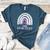 Early Headstart Cute Retro Rainbow Teachers Women's Heather T-Shirt Heather Deep Teal