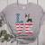 4th Of July Decor Patriotic LOVE Boston Terrier USA Flag Women's Heather T-Shirt Athletic Heather