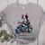 Biker Boston Terrier Dog Riding Motorbike Women's Heather T-Shirt Athletic Heather