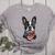 Boston Terrier American Flag Women's Heather T-Shirt Athletic Heather