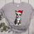 Boston Terrier Christmas Santa Hat Tree Lights Pajama Women's Heather T-Shirt Athletic Heather