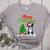 Boston Terrier Christmas Tree Lights Xmas Dog Lover Women's Heather T-Shirt Athletic Heather