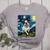 Boston Terrier Dog Starry Night Painting Women's Heather T-Shirt Athletic Heather
