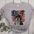 Boston Terrier Patriotic 4th Of July USA American Flag Women's Heather T-Shirt Athletic Heather
