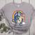 Boston Terrier Riding Dinosaur T-Rex Boys Kids Rainbow Women's Heather T-Shirt Athletic Heather