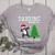 Boston Terrier Santa Hat Dabbing Around The Christmas Tree Women's Heather T-Shirt Athletic Heather