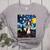 Boston Terrier Starry Night Van Gogh Art Women's Heather T-Shirt Athletic Heather