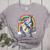 Boston Terrier Unicorn Riding Dinosaur T-Rex Girls Rainbow Women's Heather T-Shirt Athletic Heather