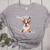 Brown Boston Terrier With Flowers And Feathers Women's Heather T-Shirt Athletic Heather