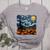 Halloween Pumpkin Starry Night Van Gogh Art Teacher Women's Heather T-Shirt Athletic Heather Halloween Pumpkin Starry Night Van Gogh Art Teacher Women's Heather T-Shirt Athletic Heather