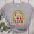 Teach Love Inspire Rainbow Leopard Cheetah Print Teacher Women's Heather T-Shirt Athletic Heather Teach Love Inspire Rainbow Leopard Cheetah Print Teacher Women's Heather T-Shirt Athletic Heather