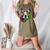 Boston Terrier In Day Of The Dead Sugar Skull Dog Women's Heather T-Shirt Heather Olive