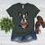Boston Terrier American Flag Women's Heather T-Shirt Heather Forest